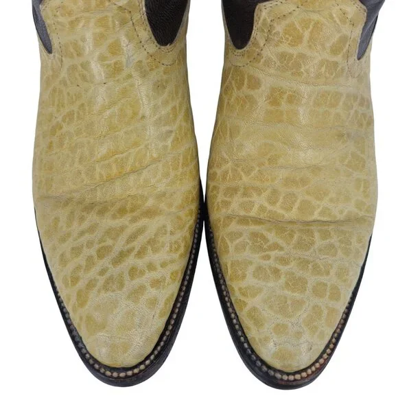 Bull Rider Men 9.5 Unique Color Golden Yellow Brown Leather Cowboy Western Boots - Picture 2 of 16